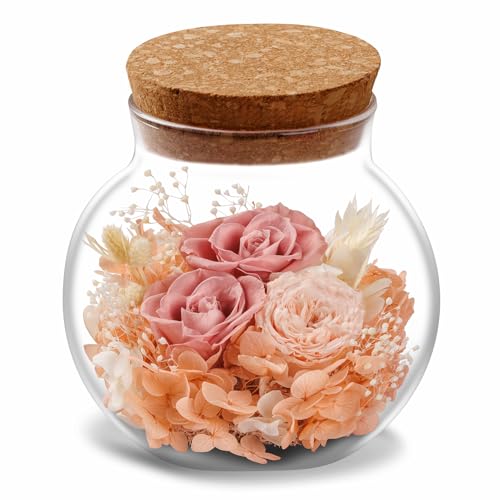 NATROSES Christmas Birthday Gifts for Women - Handmade Preserved Flowers Wish Bottle for Valentine's Day, Mother's Day, Anniversary, Home Decor (Dusty Pink) - color: Dusty Pink