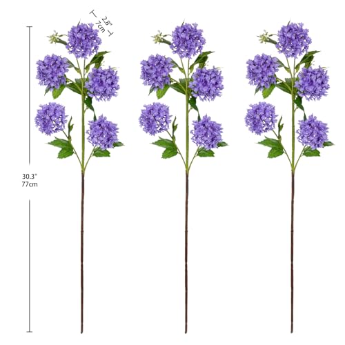 DILATATA Faux Hydrangea Flowers 30" Blue Artificial Hydrangea Spray with 5 Flower Heads, 3 Per Bag.Faux Hydrangeas Silk Flowers Fake Hydrangeas for Indoor Outdoor Wedding Table Centerpieces Decor - color: Purple
