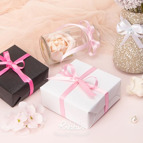 Ribbli Double Faced White Satin Ribbon,3/8” x Continuous 25 Yards,Fabric Ribbon use for Bows Bouquet,Gift Wrapping,Floral Arrangement - color: White, size: 3/8 inch
