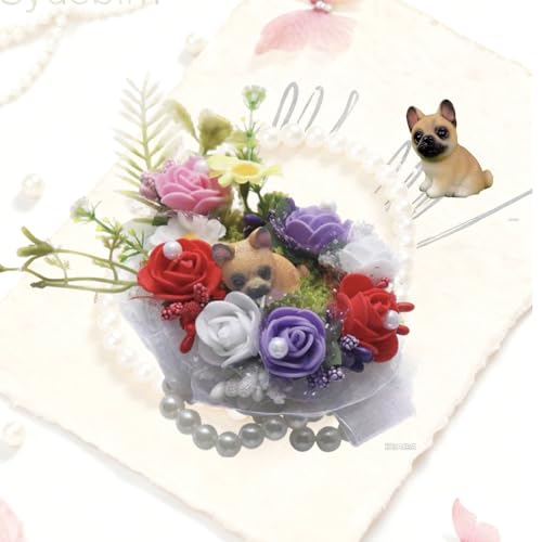 Wrist Corsage and Boutonniere Set, Artificial Rose Corsage Wristlet and Boutonniere for Wedding Prom Party (Red & Purple, 2pcs Wrist Corsage) - color: Red & Purple, 2pcs Wrist Corsage
