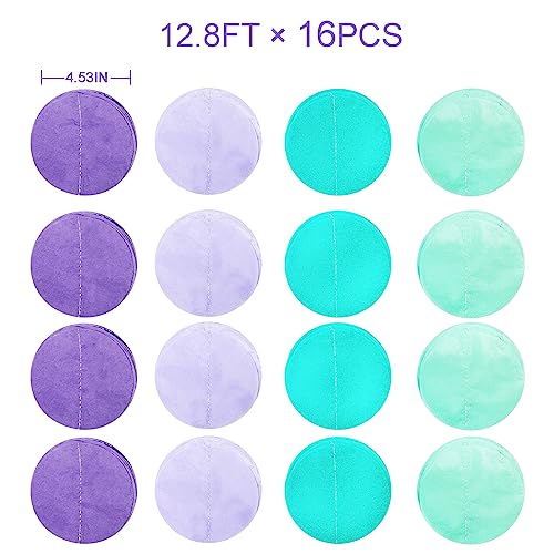 205Ft Purple Teal Big Circle Dot Backdrop Streamer Tissue Paper Polka Dot Hanging Garland for Mermaid Under The Sea Birthday Bachelorette Wedding Baby Shower Engagement Party Decorations Supplies - color: Ombre Mermaid