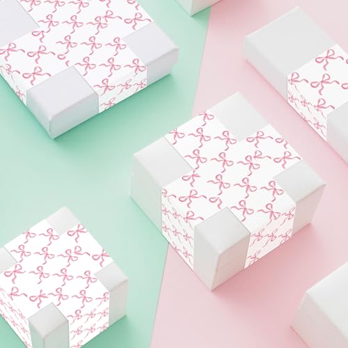 Whaline 109 Yard Pink Bow Packing Tapes Coquette Bowknot Decorative Gift Wrapping Tape for Small Business DIY Crafts Box Carton Decor - style: Pink Bow