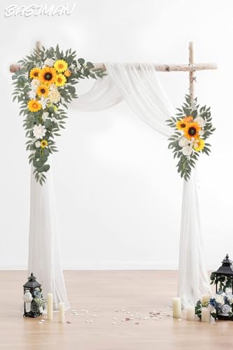 Arch Flowers with Drapes Kit (Pack of 3) for Wedding Ceremony Arbor and Reception Backdrop Decoration Wedding Welcome Signs Floral Birthday Party Decoration(Sunflower) - color: Sunflower