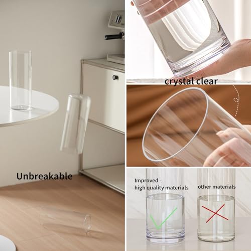 4 Large Acrylic Clear Cylinder Vase Set with 4 Spiral Ikebana Stem Holder Ring, Unbreakable Tall Plastic Hurricane Vases for Wedding Centerpieces Flower Bouquet Decor (4 Vases + 2 Holder) - color: 4 Clear - L