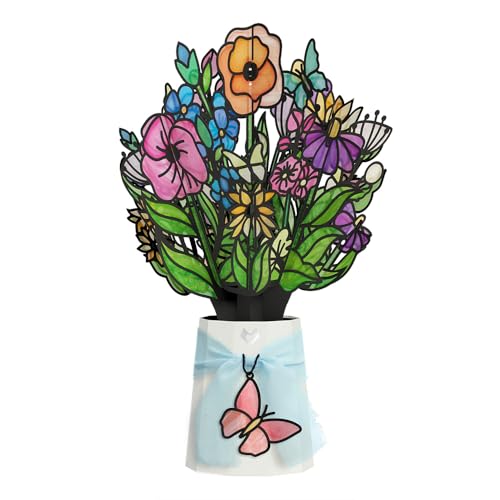 Lovepop Garden Glow Suncatcher Bouquet - 3D Stained Glass Flower Bouquet for Her, Wife, Mom, Girlfriend (Anniversary, Birthday, Mother's Day, Thank You) 12" - Blank Notecard & Envelope Included - color: Garden Glow Suncatcher Bouquet