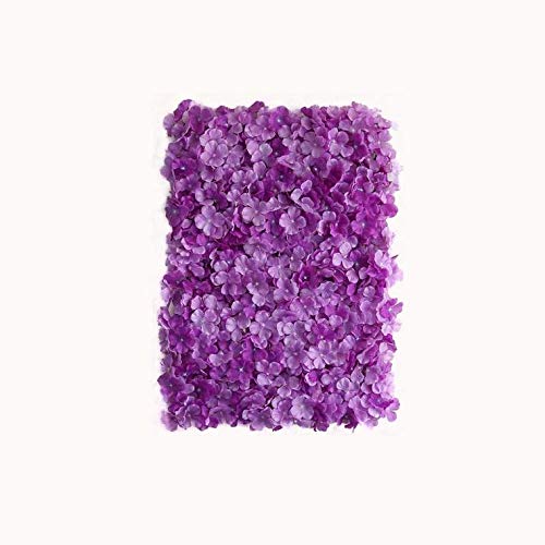 Artificial Flower Wall Panels 4 Pack of 11 Sq ft Flower Wall Mat Silk Hydrangea Flower Panels for Backdrop Wedding Wall Decoration - UV Protected (Purple) - color: Purple