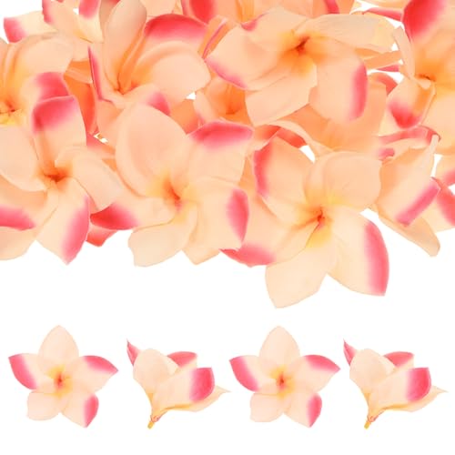 M METERXITY 10-Pack Artificial Plumeria Flowers, Fake Silk Heads Flower Hawaiian Plumeria Petal for DIY Crafts/Dress/Wedding/Party Decoration [Champagne+Red, 3.9"/ 10cm] - color: Champagne,red