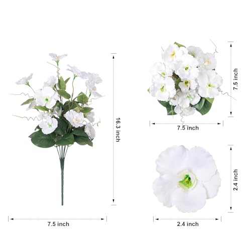 Hoppwodd Hibiscus Artificial Flowers for Outdoors Spring Decoration, 6 Bundles Faux Silk Flowers UV Resistant Look Real Artificial Tropical Flower Fake Plants for Outside Planter Porch Patio, White - color: White