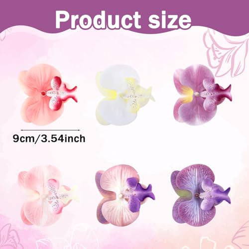12PCS Fake Orchid Fabric Flower Heads 3.5in Artificial Orchids Flowers Heads for DIY Crafts Home Wedding Party Photography Props Decoration