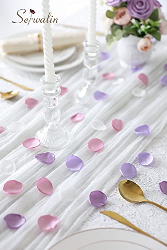 Serwalin 300Pcs Silk Rose Petals Artificial Flower for Weddings Proposal - Purple Pink for Romantic Night, Flower Girl, Bridal Shower Table Decor (4 Color Mixes) - color: Lilac Pink, size: 300pcs