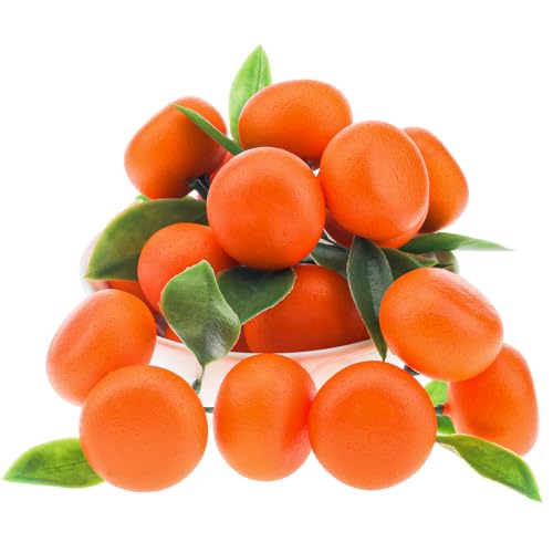 Gresorth Artificial Mini Bunch Orange Decoration Lifelike Tangerine Realistic Fake Citrus with Leaves Fruit Model Home Party Décor 5 Clusters - color: 5 Clusters