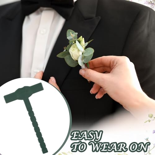 Boutonniere Safety Pins, Plastic Corsage Pins Safety Clips for Bride Groom, Tiny Boutonniere Brooch Supplies - color: Green-20pcs