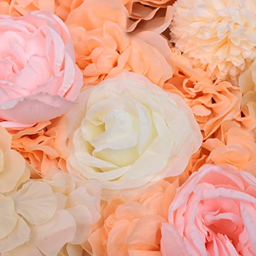 6 Pcs Flower Wall Panel Floral Backdrop,24*16in Artificial Flower Wall Panels Dark Champagne Flower Wall Decor Silk Fabric for Wedding Party Room Home Decor& Wall Decoration (Dark Champagne) - color: Dark Champagne