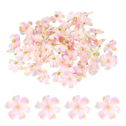 PATIKIL 100 Pcs Fake Silk Flower Heads, 1.6 Inch Artificial Cherry Blossom Faux Flower Heads for DIY Craft Wedding Party Home Wreath Decoration, White/Pink - color: White/Pink