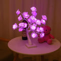 Rose Tree Lamp，Rose Flower Night Light, Led Tabletop Pink Tree Lights, Lower Lamp Girls Gift for Mother’S Day, Lighted Tabletop Tree for Christmas Wedding Decor Valentine’S Day - style: White+Purple Rose