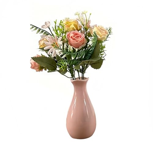 Small Ceramic Bud Vase Flower Single Stem Vase Mini Decorative Floral Holder Home Decorative Floral Centerpiece for Home Decor Centerpiece Wedding Party Table Vase (Pink) - color: Pink