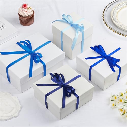 Mauproy 3/8 Inch Blue Satin Ribbon, 4 Rolls Total 40 Yards, Double Faced Mixed Blue Thin Ribbon for Gift Wrapping, Flower Bouquets, Crafts, Wedding, Father's Day Decorations - color: Blue