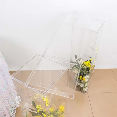 Efavormart 46"x12" Clear Plexiglass Connector Plate for Rectangular Pillar Pedestal Stands, 4mm Thick Acrylic Table Top Bridge with Protective Film - size: 45.5'' Clear