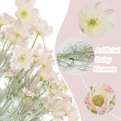 Pink Artificial Flowers Fake Cosmos Flowers, 2 Bunches Wedding Bouquets Artificial Cosmos Flowers Bulk, 23.6 Inch Realistic Flower Faux Silk Cosmos for Vase, Dining Table, Floral Arrangement - color: Pink, size: 2pcs