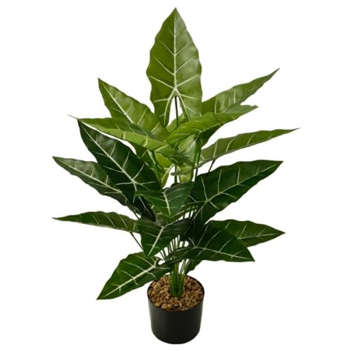 Aglaonema Plant with Variegated Green and Red Leaves, Fake Tree Leaf Simulation Flower Bonsai for Party Decoration Artificial Plants Floor Home Room Decor Ornament (Green No Flowerpot, 75cm) - color: Green No Flowerpot, size: 75cm