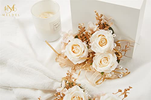Rose Wrist Corsage for Girls Women Bride Bridesmaid, Set of 6, Champagne Hand Flower Wedding Artificial Flowers for Prom Party - color: Champagne1# Wrist Corsage (Set of 6)