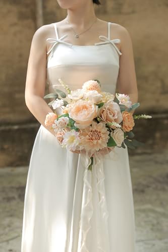 rongflower Nude Champagne Artificial Flowers Combo Set Fake Flower Leaf Box with Stemst for DIY Wedding Bridal Bouquet, Centerpieces, Home Decor, Floral Arrangement Decor - color: Nude Champagne