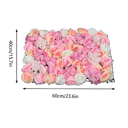 16"x 24" Artificial Flower Wall Panels,Flower Wall Mat Silk Flower Panels for Outdoor Garden Backyard Fence Fence Privacy Screen and Indoor Wall Decor (4Pcs Pink+Champagne+White) - color: 4Pcs Pink+Champagne+White