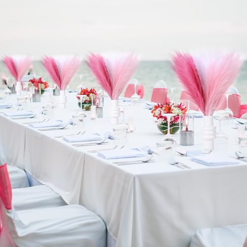 Pink Pampas Grass Decor 17.7 Inch 6pcs, Artificial Pampas Grass for Room Decoration, Blush Faux Pampas for Short Vase, Home Wedding Party Table Centerpieces