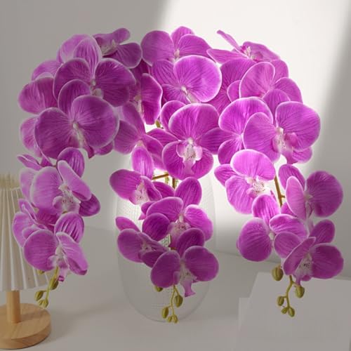 XZJMY Artificial Phalaenopsis Flowers,27.5" Fake Orchid Stems,Real Touch Orchid Flower Silk Phalaenopsis for Home Decor Wedding Centerpieces (4, Fuchsia) - color: Fuchsia