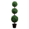 Nearly Natural 4ft. Artificial Triple Ball Boxwood Topiary Tree (Indoor/Outdoor) - size: 4ft