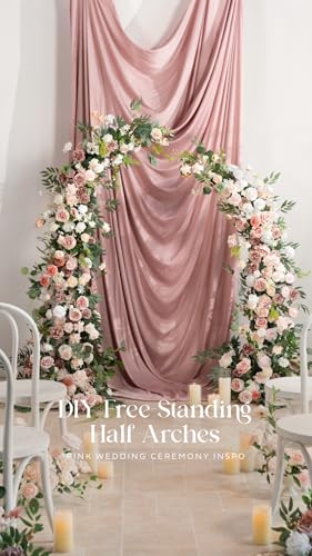 Ling's moment 9FT Spring Flower Garland for Backdrop Decorations - Wedding Arch Flowers, Eucalyptus & Rose, Artificial Floral Garland for Mantle - Sweetheart Table Decor for Reception, Dusty Rose - color: Pk-dusty Rose & Cream