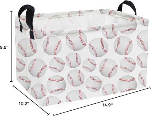 Essme Rectangular Baseball Baskets,Kids Storage Box,Easter Basket for Girls with Handles for Room Decor, Book Bins,Shelf Basket.(Baseball basket) - color: Baseball basket