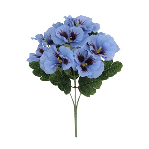 Realistic Silk Pansies Arrangement Colorful Artificial Flower for Home Decoration Table Centerpiece Bookshelf Display Silk Flower Arrangements - color: Blue