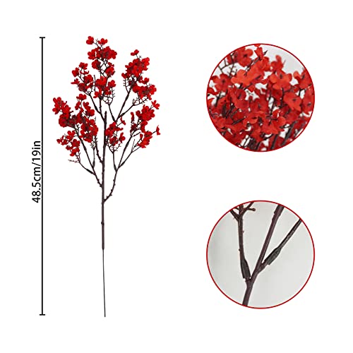 Uieke 30 Pcs Babys Breath Artificial Flowers Bulk Silk Red Faux Flowers Real Touch Gypsophila Bouquet for Christmas Halloween Home Wedding Decoration - color: Red, size: 30PCS
