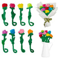 8 Pack Artificial Plush Flower Bendable Curtain Buckle Tiebacks Cute Rose Plush Colorful Rose Flower with Bendable Stems Bouquet Gift for Kids Baby Girl Toddlers - color: Colorful Rose