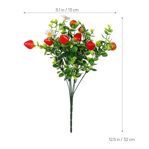 TOYANDONA 3 Pcs Artificial Eucalyptus Stems with Faux Strawberry Branches Realistic Greenery Bouquet for Home Decor Wedding Centerpieces Office and Party Decoration