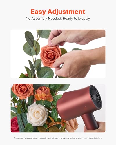 VEVOR Standing Artificial Flowers Arrangements 4 PCS, 17.5-Inch Tall Faux Flower Decorations for Wedding Aisle Runner Chair, Orange Floral Centerpieces for Ceremony Reception Party Outdoor Decor - color: Orange, size: 17.5Inch