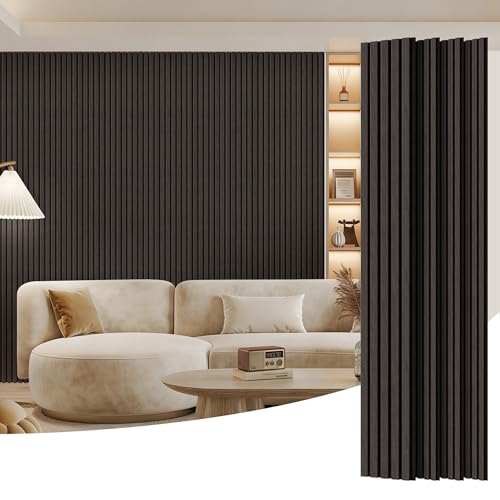 4 Pack Wood Panels for Wall, 96" x 8" Wood Slat Acoustic Panels, Acoustic Wall Panels for Interior Wall Decor, Sound Absorbing Wall Panels for Noise Reduction and Decoration, Smoky Walnut - color: Smoky Walnut, size: 4PCS-96" x 8"