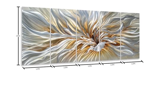 YHSKY ARTS Abstract Floral Metal Wall Art Sculpture Hand Crafted 5-Piece Set for Living Room and Bedroom Decor - color: Floral Art, size: 64x24IN