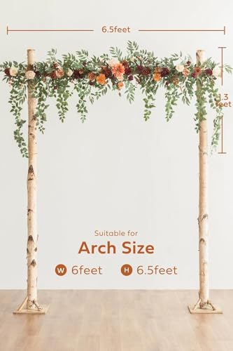 Ling's Moment 6.5FT Backdrop Flower Garland Decorations, Fall Artificial Wedding Arch Flowers, Orange Ceremony Reception Hanging Eucalyptus Rose Arbor Arrangement Outdoor Party Floral Swag - color: Or-terracotta & Orange