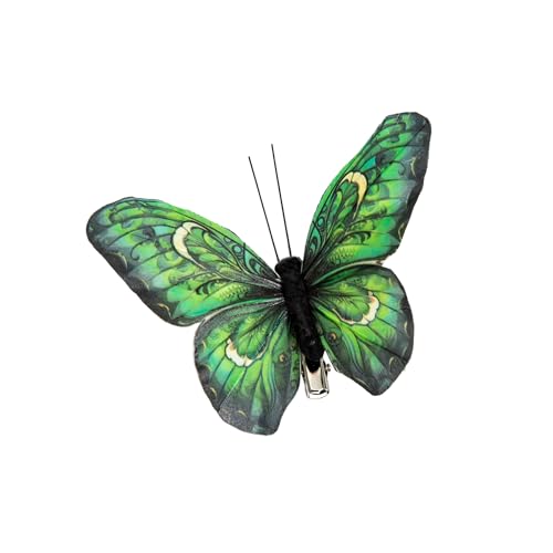 Cartanfill-Decorative 3D Butterfly Clips, Green Feather Design, Set of 12, Party and Christmas Tree Ornaments - color: F Clip