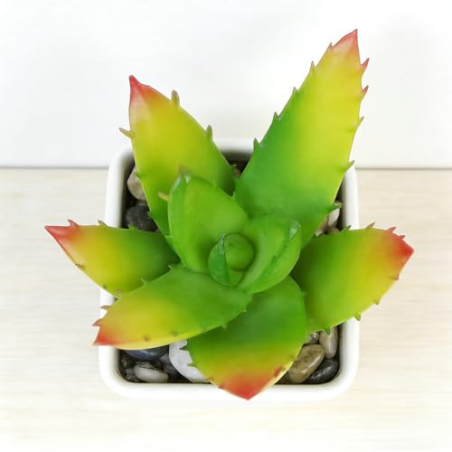 Artificial Succulent Plants in Pot - 1Pcs Multi-Horned Aloe Vera Realistic Fake Potted Succulents for Home Decor, Desk, Office, Bathroom, Windowsill - Indoor Houseplant for Bedroom, Kitchen, Shelf - color: Multi-horned Aloe Vera