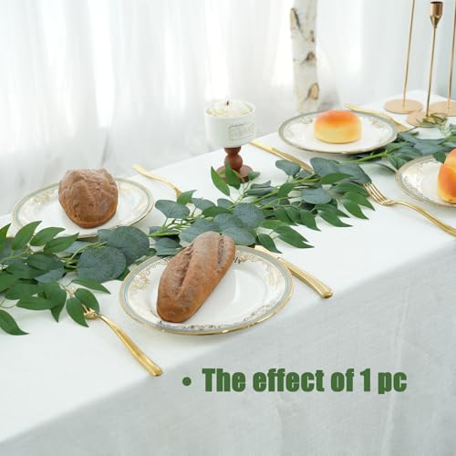 2 Pack Artificial Eucalyptus Garland Each 6.5 FT Faux Greenery Garland for Wedding Mantle Table Runner DIY Garlands Decor - color: Green-2