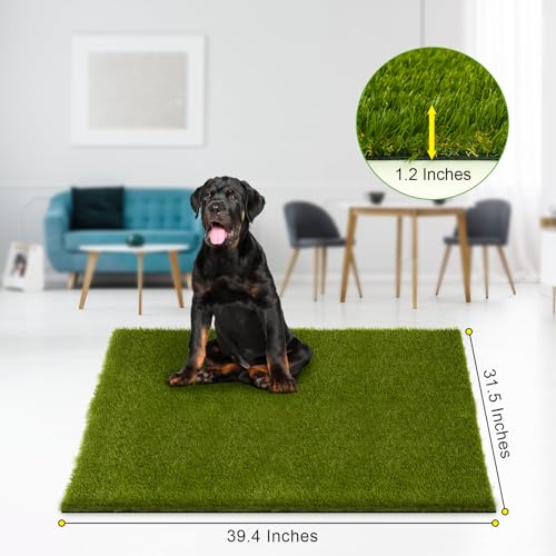 CooRug Fake Grass, 39 x 31 Inches Artificial Grass for Dogs, Realistic Turf for Indoor Outdoor Door Mat Balcony Patio Lawn Decoration - size: 39" x 31"