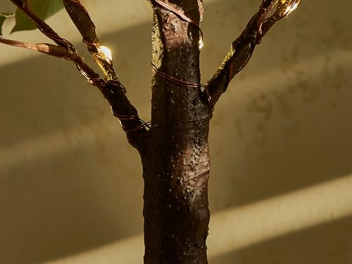LITBLOOM Lighted Tabletop Magnolia Tree 18IN 35 LED Fairy Lights with Timer, Bonsai Tree with Lights Battery Operated or USB Plug in for Wedding Spring Home Decoration - color: Magnolia
