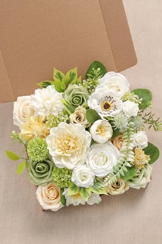 YYHUAWU Artificial Flowers Combo Set Fake Flower Leaf Box with Stems for DIY Wedding Bouquets Centerpieces Arrangements Baby Shower Party Home Decorations - color: Springtime Yellow