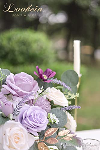 Lookein Artificial Flowers for DIY Wedding Decoration Bridal Bouquet Table Centerpieces Flower Garland Wreaths Aisle Arch Flower Decoration Home Decor, Romantic Lavender - color: Fragrant Lavender