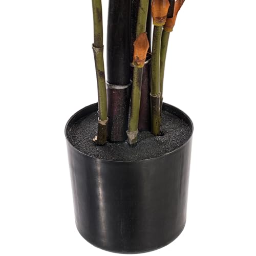 Vickerman Everyday 5' Artificial Potted Black Japanese Bamboo Tree - Premium Lifelike Faux Plant for Home or Office Decor - Maintenance Free Bamboo Tree - size: 5ft