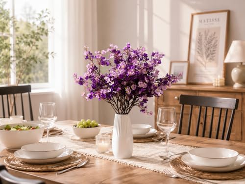 Mandy's 6 Bundles Artificial Shades of Purple Baby’s Breath Flowers | 18.5 Inch Silk Gypsophila European Style Modern Home Decor Centerpiece Neutral Wedding Flower Arrangements - color: Shades of Purple