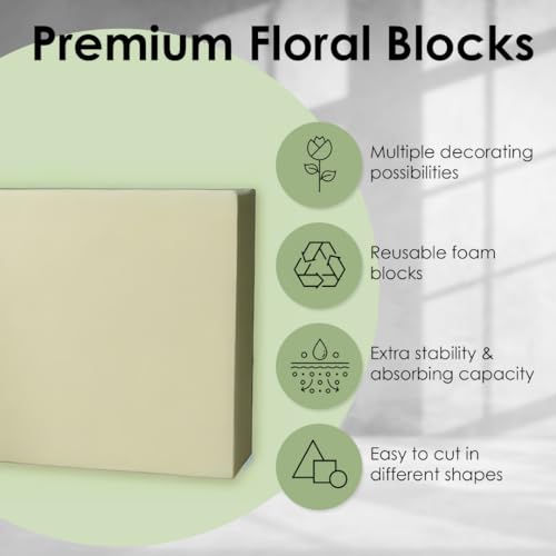 XCEL Floral Foam Blocks - Reusable, Weather Resistant Craft Foam Fresh & Artificial Flower Arrangements, Faux Florist Foam Planters Florist Supplies (Beige White 7" x 7" x 3" - 4 Pack) - color: Beige White 7" x 7" x 3" - 4 Pack